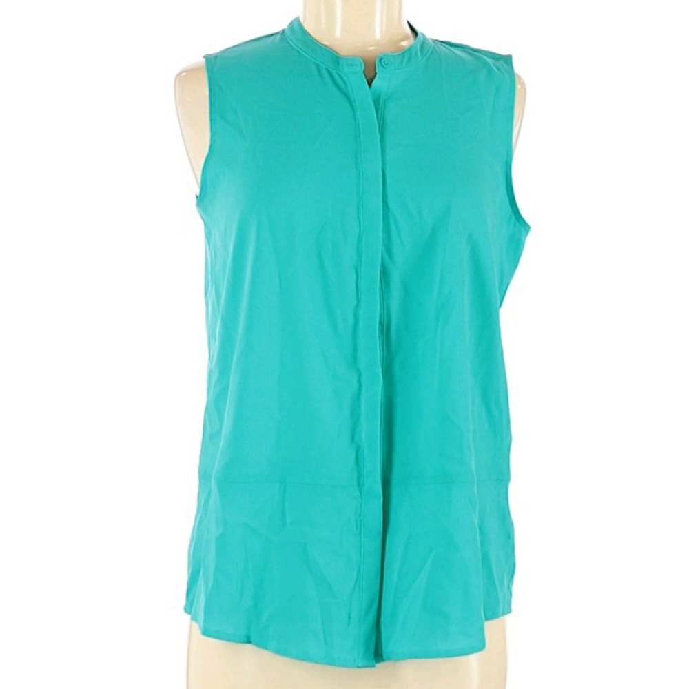 NWT. Teal Blue Sleeveless Blouse. MP.